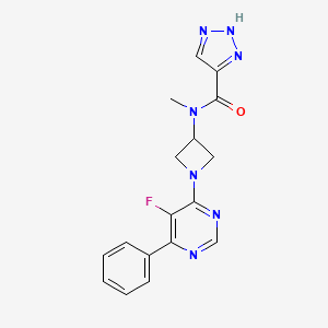 molecular formula C17H16FN7O B2402697 N-[1-(5-Fluoro-6-phenylpyrimidin-4-yl)azetidin-3-yl]-N-methyl-2H-triazole-4-carboxamide CAS No. 2380193-27-9