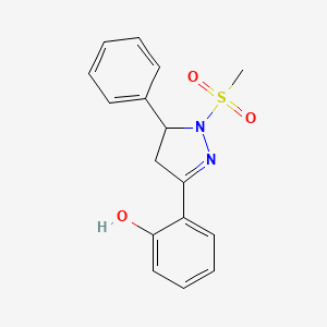 molecular formula C16H16N2O3S B2402710 2-(1-(methylsulfonyl)-5-phenyl-4,5-dihydro-1H-pyrazol-3-yl)phenol CAS No. 1007820-41-8