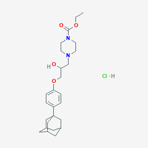 molecular formula C26H39ClN2O4 B2402721 Ethyl 4-(3-(4-((3r,5r,7r)-adamantan-1-yl)phenoxy)-2-hydroxypropyl)piperazine-1-carboxylate hydrochloride CAS No. 1052417-92-1