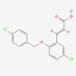 molecular formula C16H12Cl2O3 B2402738 3-{5-Chloro-2-[(4-chlorophenyl)methoxy]phenyl}prop-2-enoic acid CAS No. 938233-04-6