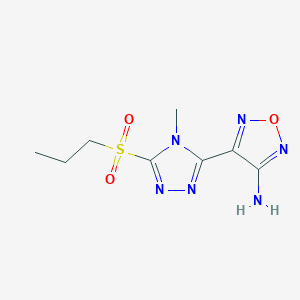 molecular formula C8H12N6O3S B2402755 4-[4-methyl-5-(propylsulfonyl)-4H-1,2,4-triazol-3-yl]-1,2,5-oxadiazol-3-amine CAS No. 924861-75-6