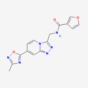 molecular formula C15H12N6O3 B2402794 N-{[7-(3-METHYL-1,2,4-OXADIAZOL-5-YL)-[1,2,4]TRIAZOLO[4,3-A]PYRIDIN-3-YL]METHYL}FURAN-3-CARBOXAMIDE CAS No. 1775363-99-9