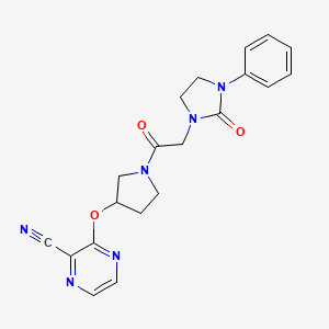 3-((1-(2-(2-Oxo-3-phenylimidazolidin-1-yl)acetyl)pyrrolidin-3-yl)oxy)pyrazine-2-carbonitrile