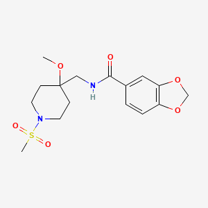 N-[(4-Methoxy-1-methylsulfonylpiperidin-4-yl)methyl]-1,3-benzodioxole-5-carboxamide
