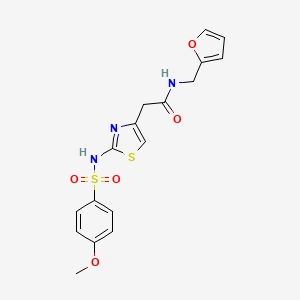 molecular formula C17H17N3O5S2 B2402868 N-[(furan-2-yl)methyl]-2-[2-(4-methoxybenzenesulfonamido)-1,3-thiazol-4-yl]acetamide CAS No. 921995-67-7