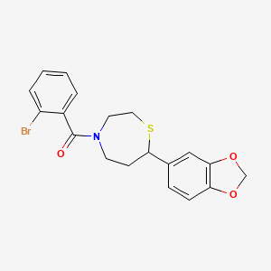 molecular formula C19H18BrNO3S B2402869 (7-(Benzo[d][1,3]dioxol-5-yl)-1,4-thiazepan-4-yl)(2-bromophenyl)methanone CAS No. 1705978-77-3