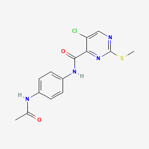 molecular formula C14H13ClN4O2S B2402877 N-(4-acetamidophenyl)-5-chloro-2-methylsulfanylpyrimidine-4-carboxamide CAS No. 833430-42-5