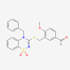 3-{[(4-benzyl-1,1-dioxido-4H-1,2,4-benzothiadiazin-3-yl)thio]methyl}-4-methoxybenzaldehyde
