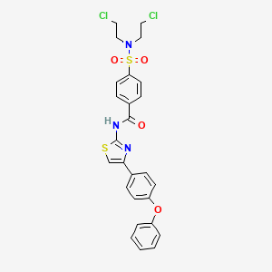 molecular formula C26H23Cl2N3O4S2 B2402898 4-[bis(2-chloroethyl)sulfamoyl]-N-[4-(4-phenoxyphenyl)-1,3-thiazol-2-yl]benzamide CAS No. 324541-01-7