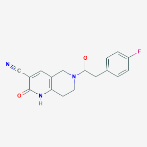 molecular formula C17H14FN3O2 B2402900 6-(2-(4-Fluorophenyl)acetyl)-2-oxo-1,2,5,6,7,8-hexahydro-1,6-naphthyridine-3-carbonitrile CAS No. 2034425-35-7
