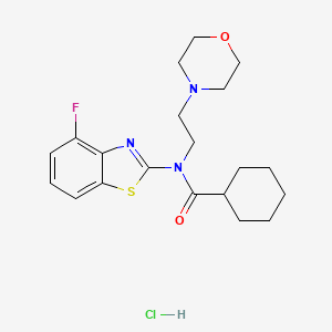 molecular formula C20H27ClFN3O2S B2402906 N-(4-fluorobenzo[d]thiazol-2-yl)-N-(2-morpholinoethyl)cyclohexanecarboxamide hydrochloride CAS No. 1216774-94-5