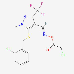 (E)-[(5-{[(2-chlorophenyl)methyl]sulfanyl}-1-methyl-3-(trifluoromethyl)-1H-pyrazol-4-yl)methylidene]amino 2-chloroacetate