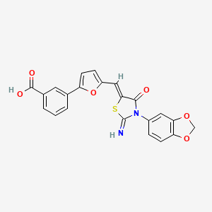 molecular formula C22H14N2O6S B2402982 (Z)-3-(5-((3-(benzo[d][1,3]dioxol-5-yl)-2-imino-4-oxothiazolidin-5-ylidene)methyl)furan-2-yl)benzoic acid CAS No. 354558-92-2