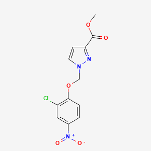 molecular formula C12H10ClN3O5 B2402988 methyl 1-[(2-chloro-4-nitrophenoxy)methyl]-1H-pyrazole-3-carboxylate CAS No. 1001499-91-7