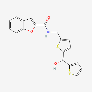 molecular formula C19H15NO3S2 B2403021 N-((5-(hydroxy(thiophen-2-yl)methyl)thiophen-2-yl)methyl)benzofuran-2-carboxamide CAS No. 1421484-14-1
