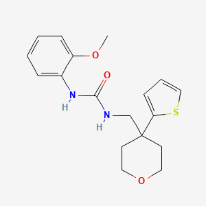 molecular formula C18H22N2O3S B2403029 1-(2-methoxyphenyl)-3-((4-(thiophen-2-yl)tetrahydro-2H-pyran-4-yl)methyl)urea CAS No. 1207033-36-0