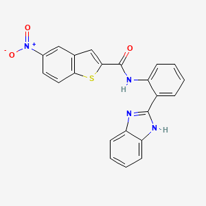 molecular formula C22H14N4O3S B2403032 N-(2-(1H-benzo[d]imidazol-2-yl)phenyl)-5-nitrobenzo[b]thiophene-2-carboxamide CAS No. 329269-87-6