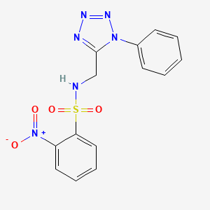 molecular formula C14H12N6O4S B2403034 2-nitro-N-((1-phenyl-1H-tetrazol-5-yl)methyl)benzenesulfonamide CAS No. 1005306-75-1