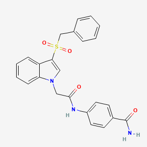 molecular formula C24H21N3O4S B2403035 4-(2-(3-(benzylsulfonyl)-1H-indol-1-yl)acetamido)benzamide CAS No. 898454-27-8
