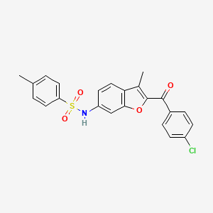 molecular formula C23H18ClNO4S B2403108 N-[2-(4-chlorobenzoyl)-3-methyl-1-benzofuran-6-yl]-4-methylbenzene-1-sulfonamide CAS No. 923201-67-6