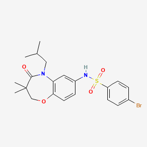 molecular formula C21H25BrN2O4S B2403127 4-bromo-N-(5-isobutyl-3,3-dimethyl-4-oxo-2,3,4,5-tetrahydrobenzo[b][1,4]oxazepin-7-yl)benzenesulfonamide CAS No. 922132-75-0