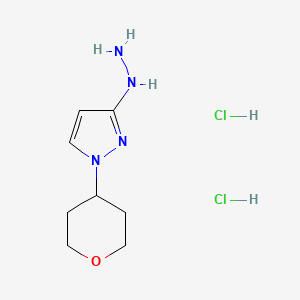 molecular formula C8H16Cl2N4O B2403131 [1-(Oxan-4-yl)pyrazol-3-yl]hydrazine;dihydrochloride CAS No. 2247106-21-2