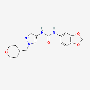 B2403188 1-(benzo[d][1,3]dioxol-5-yl)-3-(1-((tetrahydro-2H-pyran-4-yl)methyl)-1H-pyrazol-4-yl)urea CAS No. 1705188-91-5