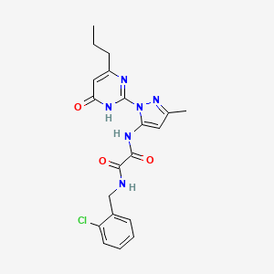 molecular formula C20H21ClN6O3 B2403258 N1-(2-chlorobenzyl)-N2-(3-methyl-1-(6-oxo-4-propyl-1,6-dihydropyrimidin-2-yl)-1H-pyrazol-5-yl)oxalamide CAS No. 1014005-91-4