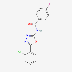 molecular formula C15H9ClFN3O2 B2403283 N-[5-(2-chlorophenyl)-1,3,4-oxadiazol-2-yl]-4-fluorobenzamide CAS No. 865249-30-5