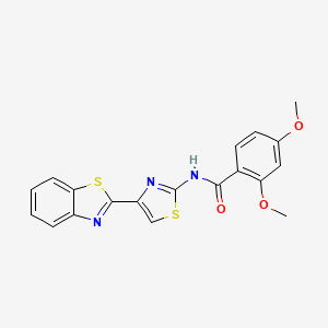 molecular formula C19H15N3O3S2 B2403286 N-[4-(1,3-benzothiazol-2-yl)-1,3-thiazol-2-yl]-2,4-dimethoxybenzamide CAS No. 477327-00-7