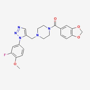 1-(1,3-benzodioxol-5-ylcarbonyl)-4-{[1-(3-fluoro-4-methoxyphenyl)-1H-1,2,3-triazol-5-yl]methyl}piperazine