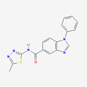 molecular formula C17H13N5OS B2403316 N-(5-methyl-1,3,4-thiadiazol-2-yl)-1-phenyl-1H-benzo[d]imidazole-5-carboxamide CAS No. 1203163-41-0