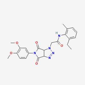 molecular formula C23H25N5O5 B2403342 2-(5-(3,4-dimethoxyphenyl)-4,6-dioxo-4,5,6,6a-tetrahydropyrrolo[3,4-d][1,2,3]triazol-1(3aH)-yl)-N-(2-ethyl-6-methylphenyl)acetamide CAS No. 1052612-76-6
