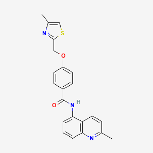 molecular formula C22H19N3O2S B2403403 N-(2-methylquinolin-5-yl)-4-((4-methylthiazol-2-yl)methoxy)benzamide CAS No. 1251686-08-4
