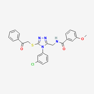 molecular formula C25H21ClN4O3S B2403411 N-[[4-(3-chlorophenyl)-5-phenacylsulfanyl-1,2,4-triazol-3-yl]methyl]-3-methoxybenzamide CAS No. 391918-41-5