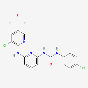 molecular formula C18H12Cl2F3N5O B2403428 N-(4-chlorophenyl)-N'-(6-{[3-chloro-5-(trifluoromethyl)-2-pyridinyl]amino}-2-pyridinyl)urea CAS No. 477864-66-7