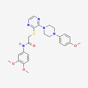 molecular formula C25H29N5O4S B2403436 N-(3,4-dimethoxyphenyl)-2-({3-[4-(4-methoxyphenyl)piperazin-1-yl]pyrazin-2-yl}sulfanyl)acetamide CAS No. 1189990-63-3