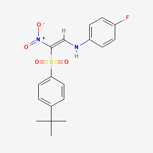 molecular formula C18H19FN2O4S B2403460 N-[(Z)-2-(4-tert-butylbenzenesulfonyl)-2-nitroethenyl]-4-fluoroaniline CAS No. 1024793-19-8