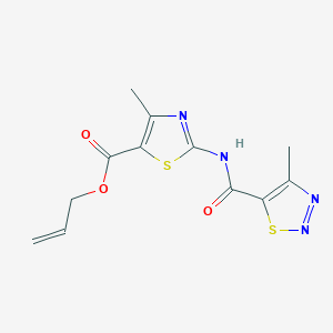 molecular formula C12H12N4O3S2 B2403462 Allyl 4-methyl-2-(4-methyl-1,2,3-thiadiazole-5-carboxamido)thiazole-5-carboxylate CAS No. 898610-82-7