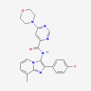 molecular formula C23H21FN6O2 B2403474 N-(2-(4-fluorophenyl)-8-methylimidazo[1,2-a]pyridin-3-yl)-6-morpholinopyrimidine-4-carboxamide CAS No. 1903382-13-7