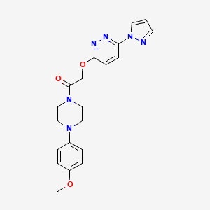 molecular formula C20H22N6O3 B2403475 2-((6-(1H-pyrazol-1-yl)pyridazin-3-yl)oxy)-1-(4-(4-methoxyphenyl)piperazin-1-yl)ethanone CAS No. 1428374-45-1