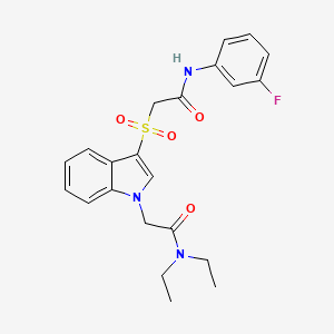 N,N-diethyl-2-(3-((2-((3-fluorophenyl)amino)-2-oxoethyl)sulfonyl)-1H-indol-1-yl)acetamide