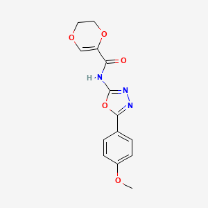 molecular formula C14H13N3O5 B2403481 N-[5-(4-methoxyphenyl)-1,3,4-oxadiazol-2-yl]-5,6-dihydro-1,4-dioxine-2-carboxamide CAS No. 865286-81-3