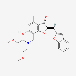 molecular formula C25H27NO6 B2403492 (2Z)-2-(1-benzofuran-2-ylmethylidene)-7-{[bis(2-methoxyethyl)amino]methyl}-6-hydroxy-4-methyl-1-benzofuran-3(2H)-one CAS No. 929820-04-2