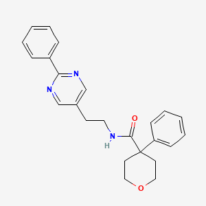 4-phenyl-N-(2-(2-phenylpyrimidin-5-yl)ethyl)tetrahydro-2H-pyran-4-carboxamide