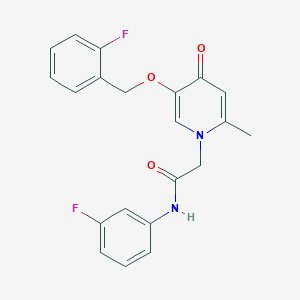 molecular formula C21H18F2N2O3 B2403520 2-(5-((2-fluorobenzyl)oxy)-2-methyl-4-oxopyridin-1(4H)-yl)-N-(3-fluorophenyl)acetamide CAS No. 946332-87-2