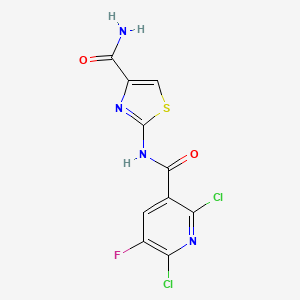 molecular formula C10H5Cl2FN4O2S B2403524 N-(4-carbamoyl-1,3-thiazol-2-yl)-2,6-dichloro-5-fluoropyridine-3-carboxamide CAS No. 1376030-05-5