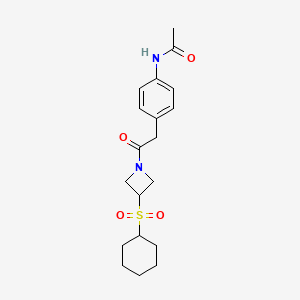 molecular formula C19H26N2O4S B2403531 N-(4-(2-(3-(cyclohexylsulfonyl)azetidin-1-yl)-2-oxoethyl)phenyl)acetamide CAS No. 1448122-73-3