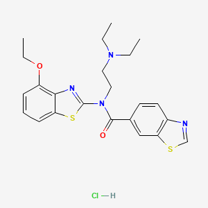molecular formula C23H27ClN4O2S2 B2403538 N-(2-(diethylamino)ethyl)-N-(4-ethoxybenzo[d]thiazol-2-yl)benzo[d]thiazole-6-carboxamide hydrochloride CAS No. 1215347-28-6