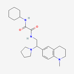 molecular formula C24H36N4O2 B2403540 N'-cyclohexyl-N-[2-(1-methyl-1,2,3,4-tetrahydroquinolin-6-yl)-2-(pyrrolidin-1-yl)ethyl]ethanediamide CAS No. 922064-85-5